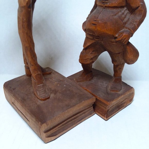 Vtg Hand Carved Wood Figures Don Quixote & Sancho Panza Charachter Books Spain - Picture 5 of 13